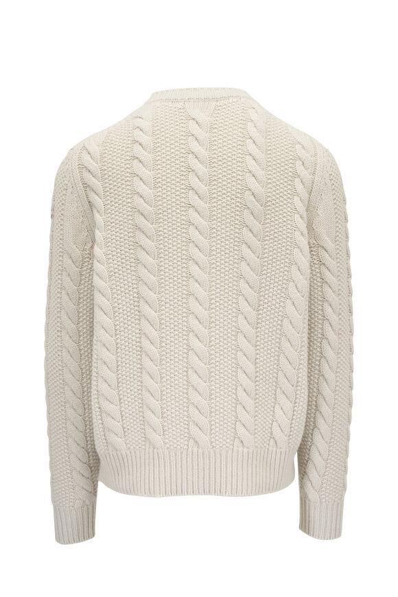 Moncler - Light Beige Wool & Cashmere Cable Knit Sweater