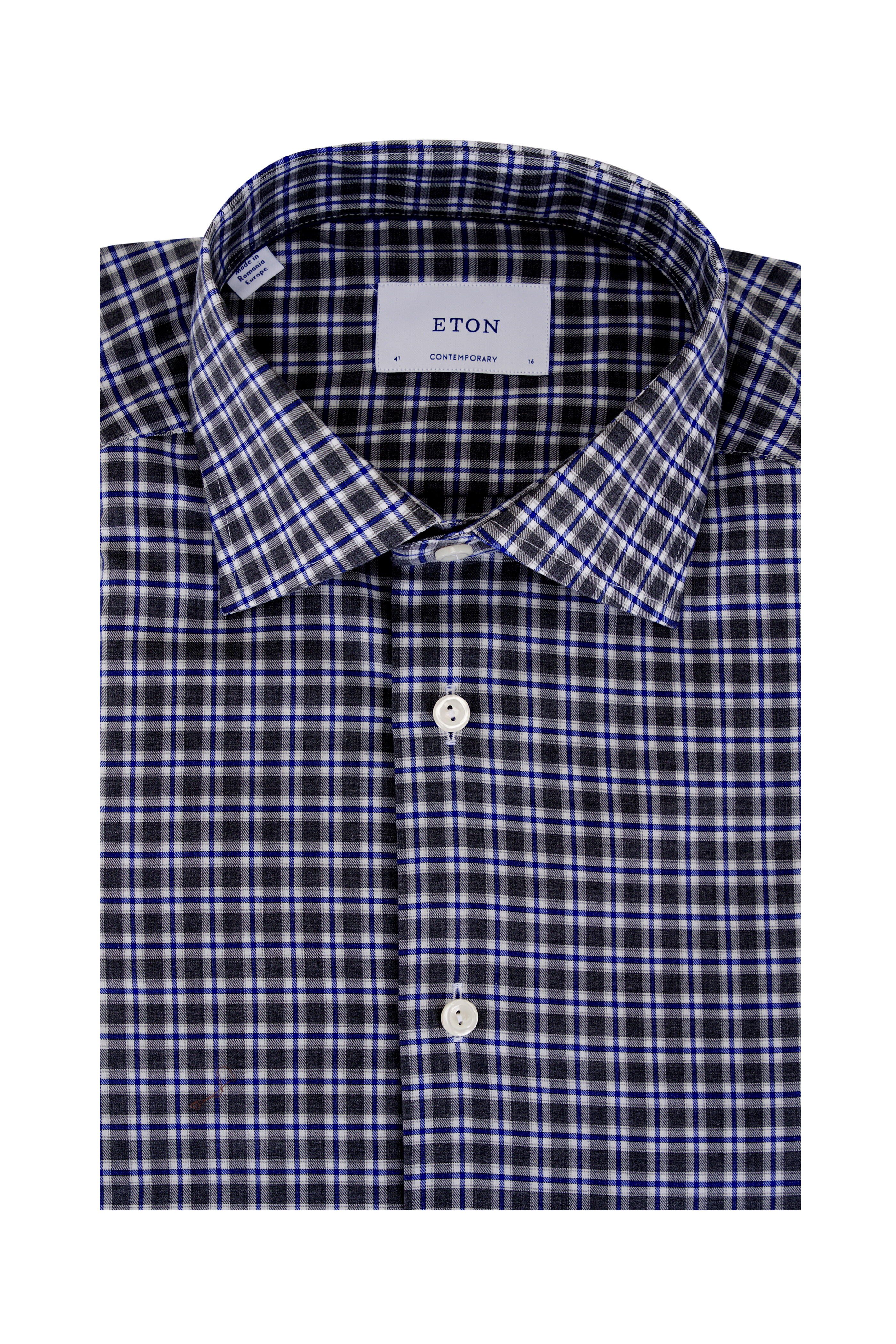 Eton - Dark Gray Check Cotton Dress Shirt