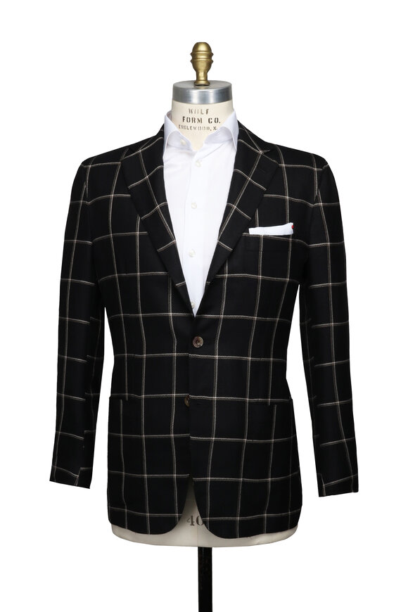 Kiton Black & Tan Windowpane Cashmere Sportcoat - view 2