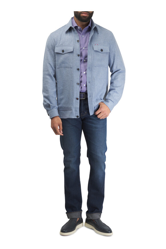 Isaia - Slate Blue Cashmere Overshirt