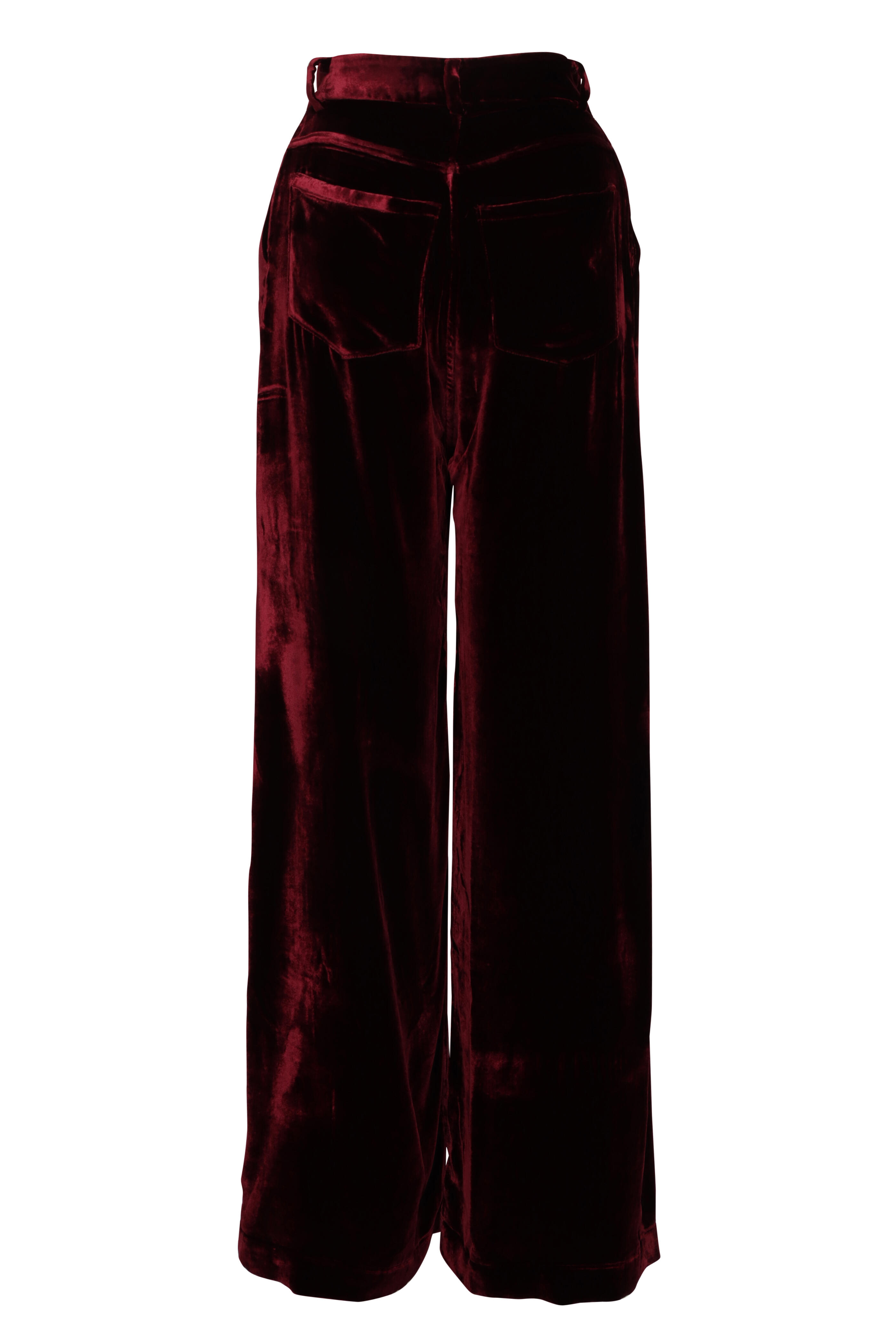 Marques ' Almeida - Burgundy Velvet Pleated Pant