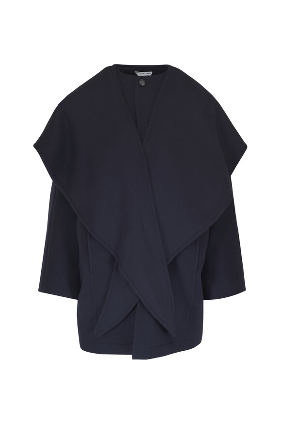 Bottega Veneta Oversized Lapel Midnight Blue Wool & Cashmere Coat - view 1