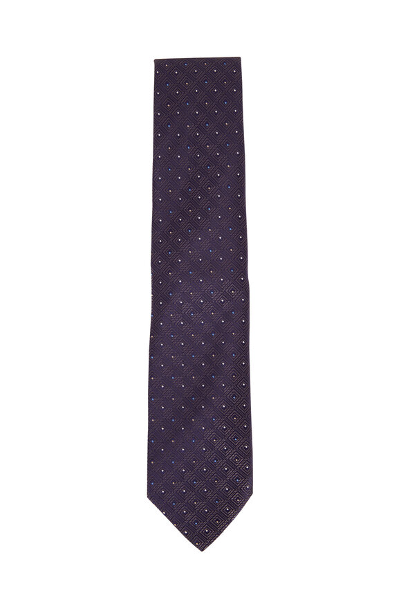 Eton - Navy Blue Geometric Silk Necktie