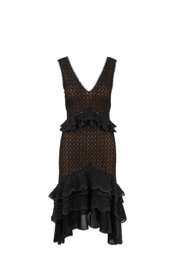 Jonathan Simkhai - Black Ruffle Lace Knit Dress