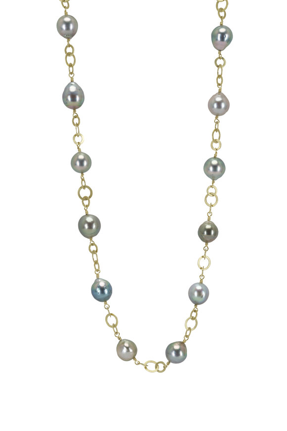 Mindy Fox Polished Link Baroque Pearl Necklace