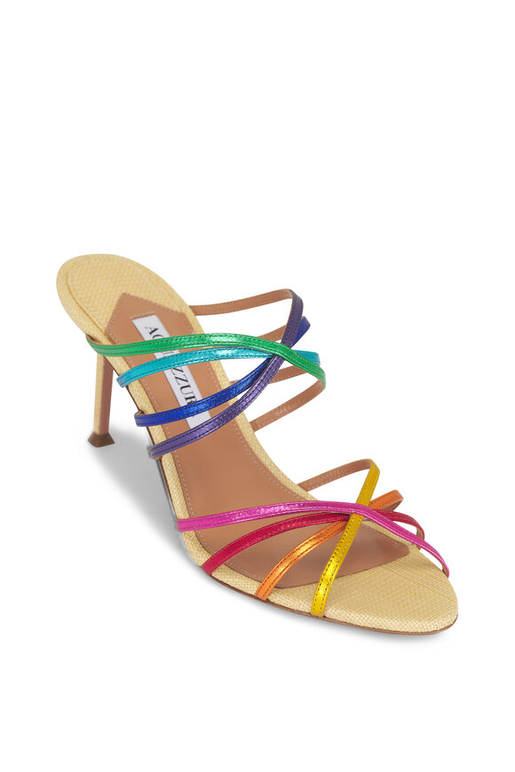 Aquazzura Tell Me Multicolor Leather Sandal, 75mm