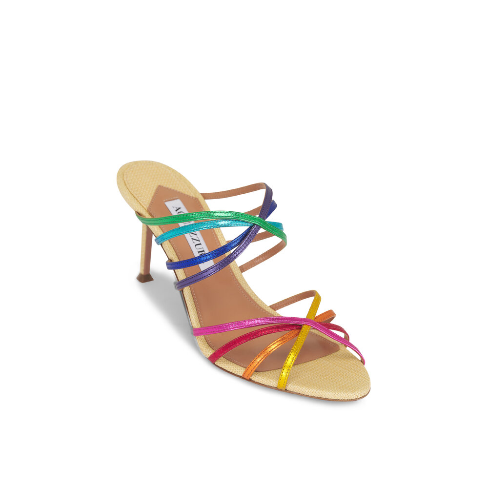 Aquazzura - Tell Me Multicolor Leather Sandal, 75mm