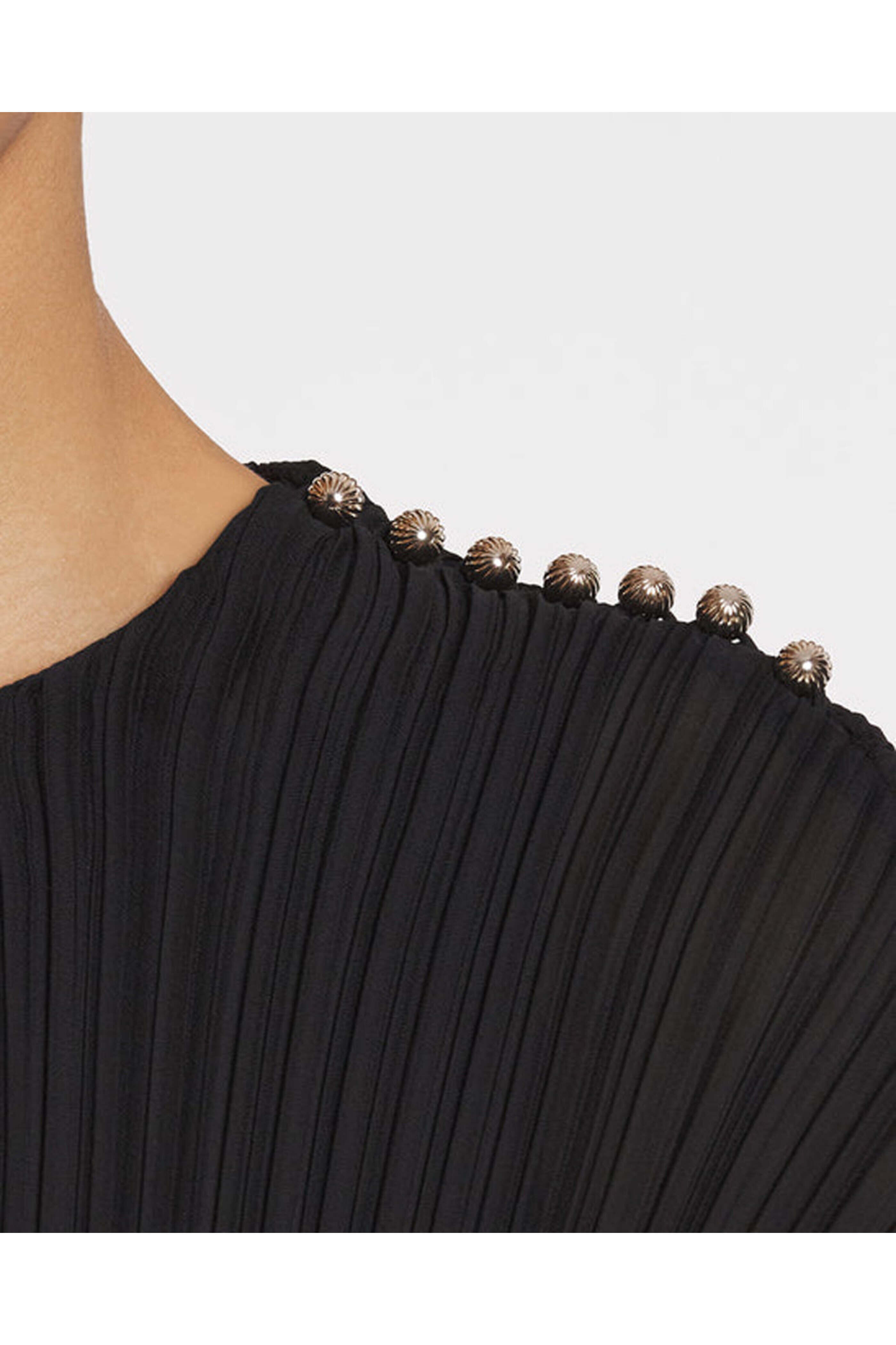 Lanvin - Black Asymmetrical Pleated Twist Gown
