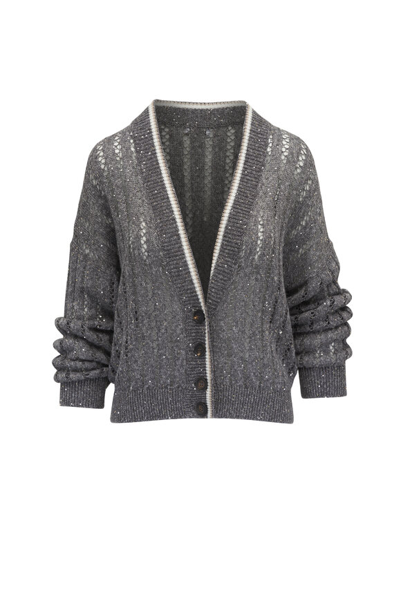 Brunello Cucinelli - Dazzling Medium Gray Net Cardigan