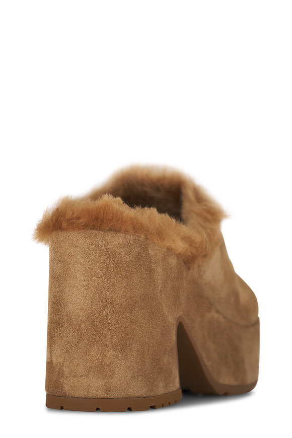 Gianvito Rossi - Lyss Camel Suede & Shearling Clog, 85mm