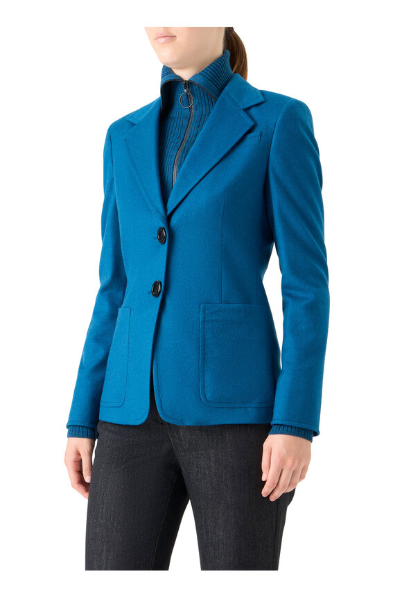 Akris Punto Teal Blue Wool Jacket - view 4