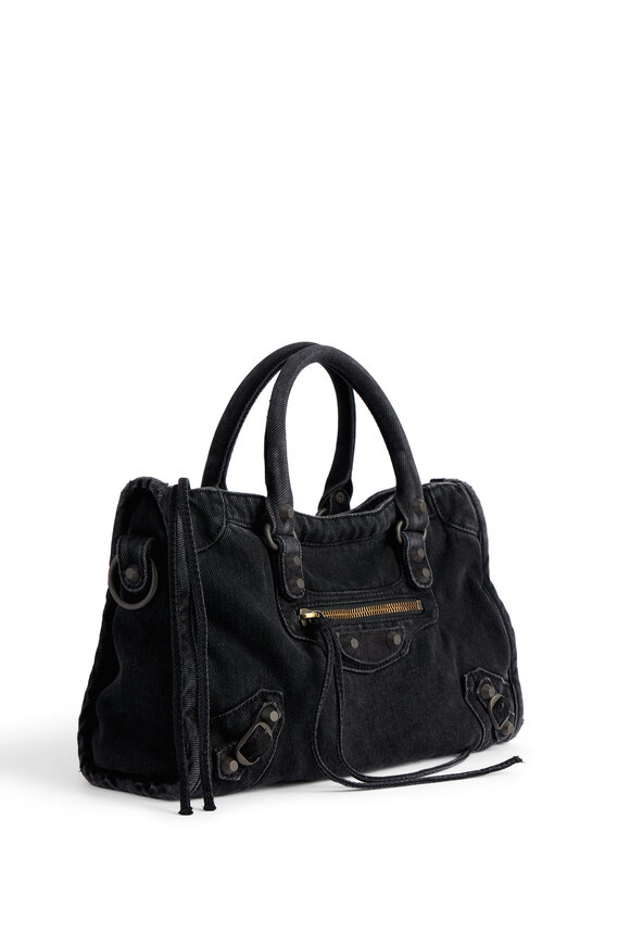 Balenciaga Small Le City Black Denim Top Handle Bag - view 10