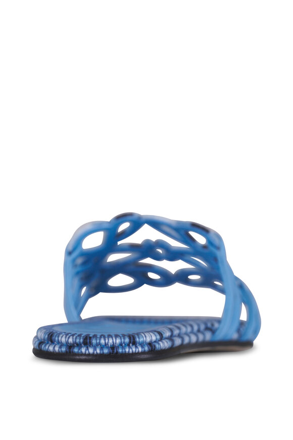 Loewe Petal Anagram Blue Embroidered Canvas Slide - view 4