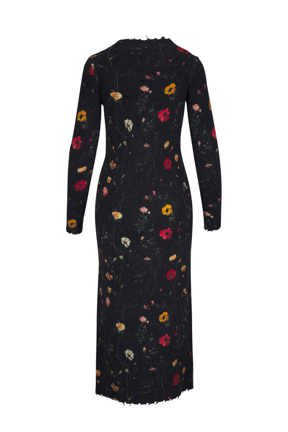 R13 Black Floral Print Wool Cardigan Dress - view 4