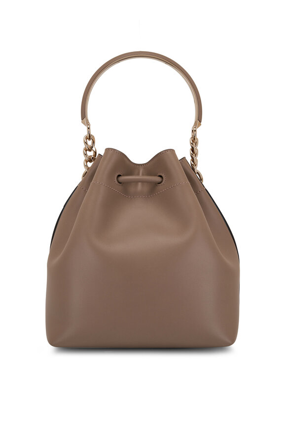 Jimmy Choo - Bonbon Taupe Leather Bucket Bag 