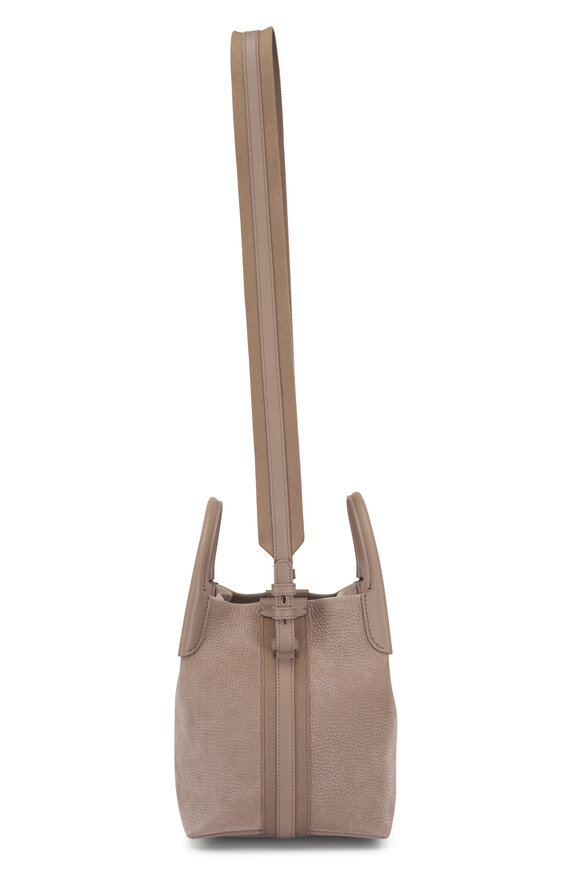 Loro Piana Small Bale Taupe Leather Bucket Bag - view 3