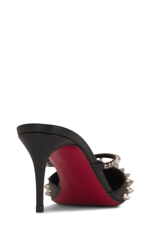 Christian Louboutin - Tatoosh Spike Silver & Black Leather Mule, 70mm