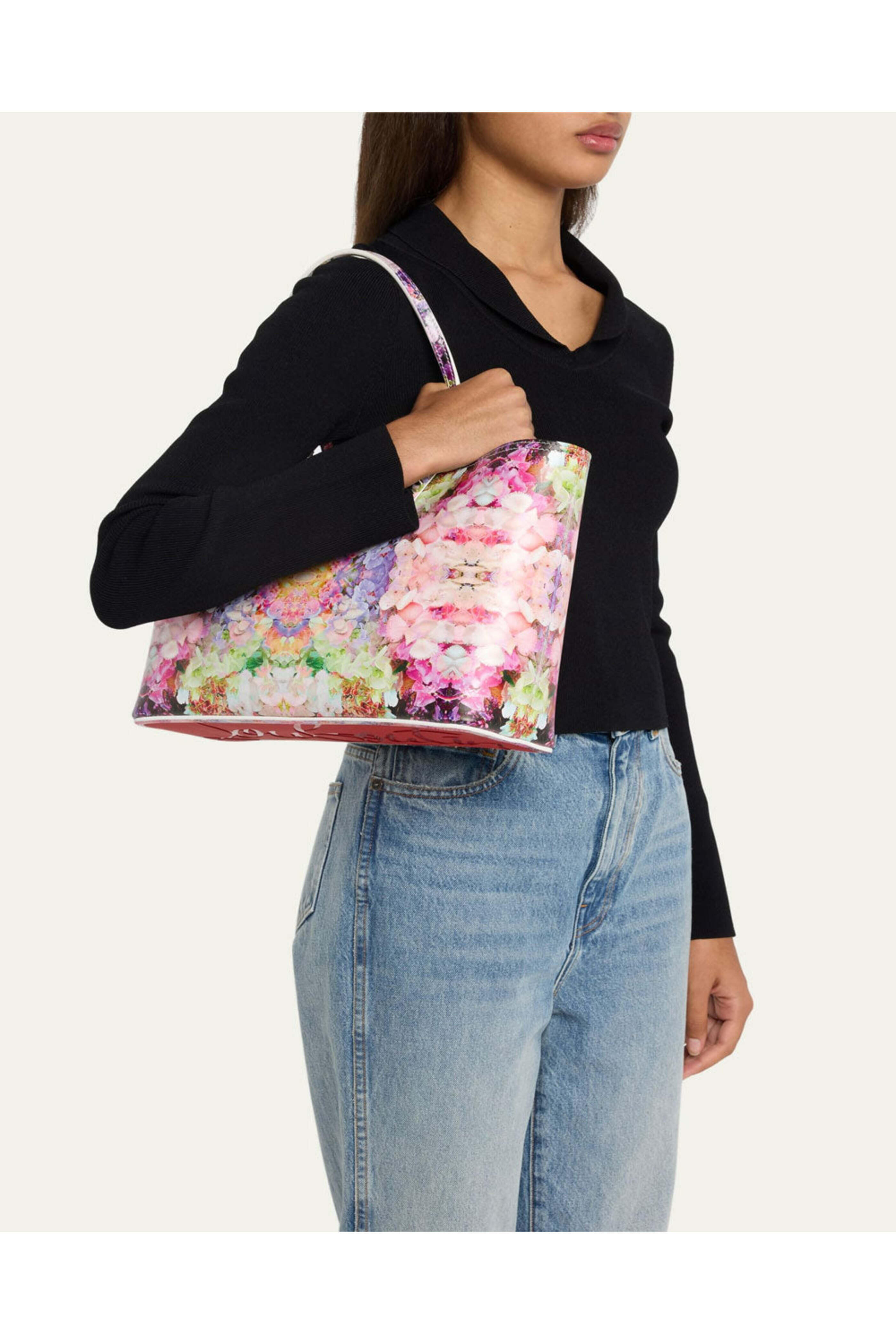 【Christian Louboutin】 Cabata Small floral leather tote bag Christian Louboutin Cabata Small Tote Bag in Flower-Print