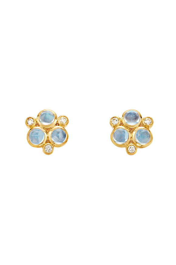 Temple St. Clair - Blue Moonstone & Diamond Trio Earrings