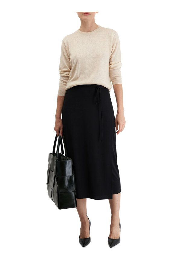 Vince - Black Tie Wrap Midi Skirt