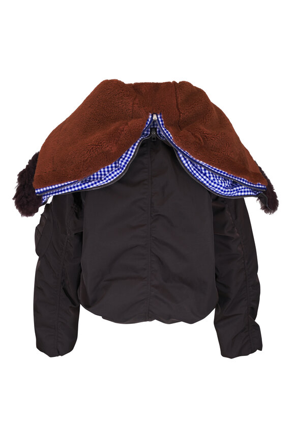 Loewe Brown Technical Double Hood Bomber Jacket - view 4
