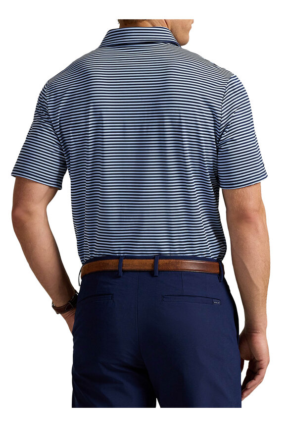 RLX Ralph Lauren Airflow Navy & Blue Stripe Jersey Polo - view 3