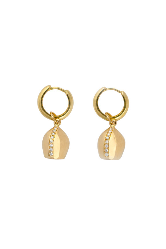 Haute Victoire - 18K Yellow Gold Lune Mini Hoop Earrings