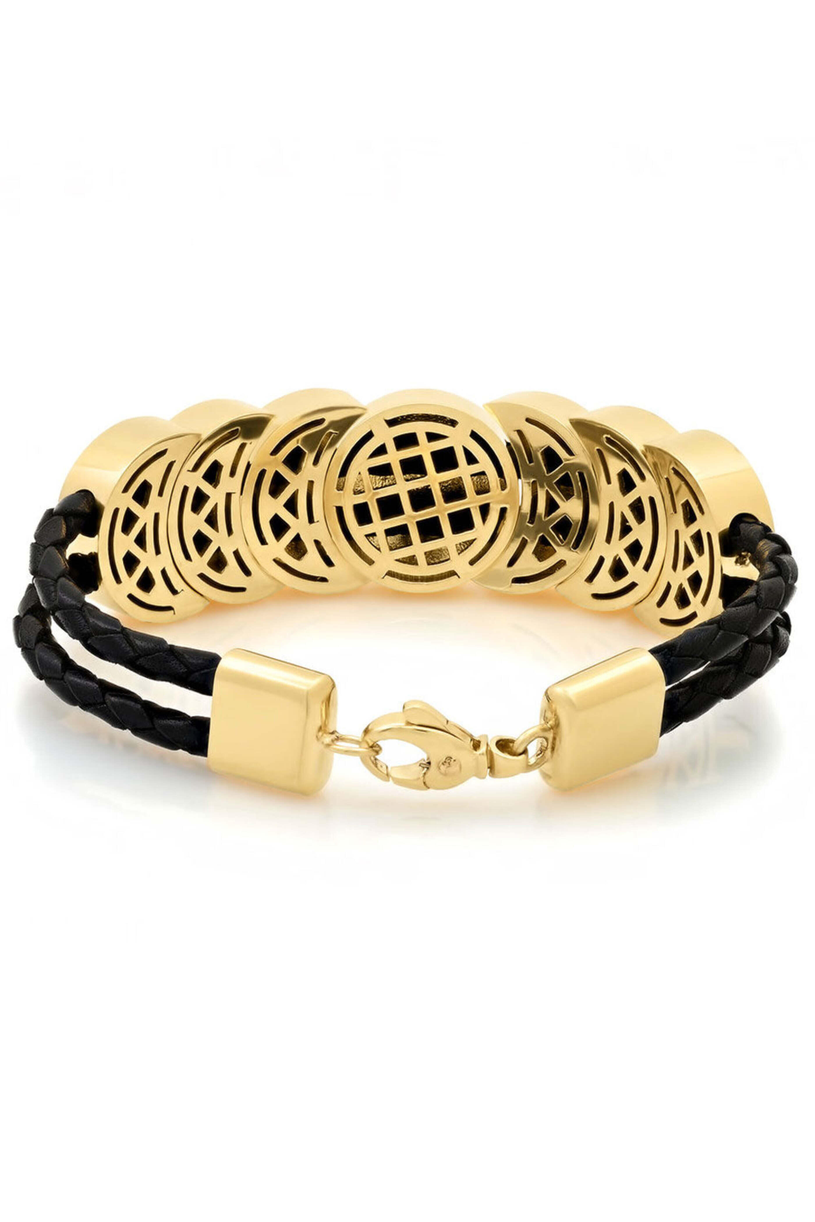 Established - Western Gold and Leather Bracelet