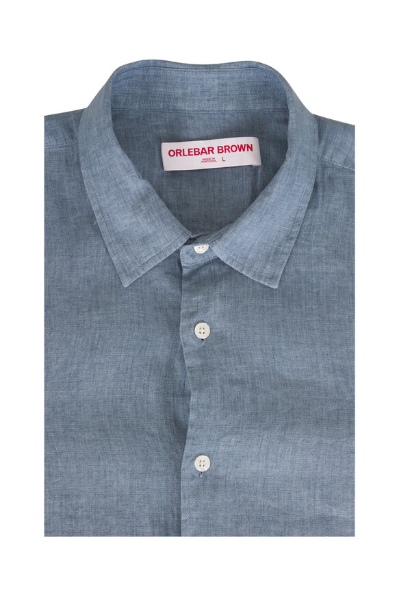 Orlebar Brown Giles Chambray Linen Stitched Sport Shirt - view 1