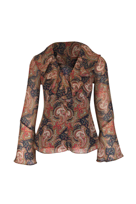 L'Agence - Marsden Red Silk Wrap Blouse | Mitchell Stores