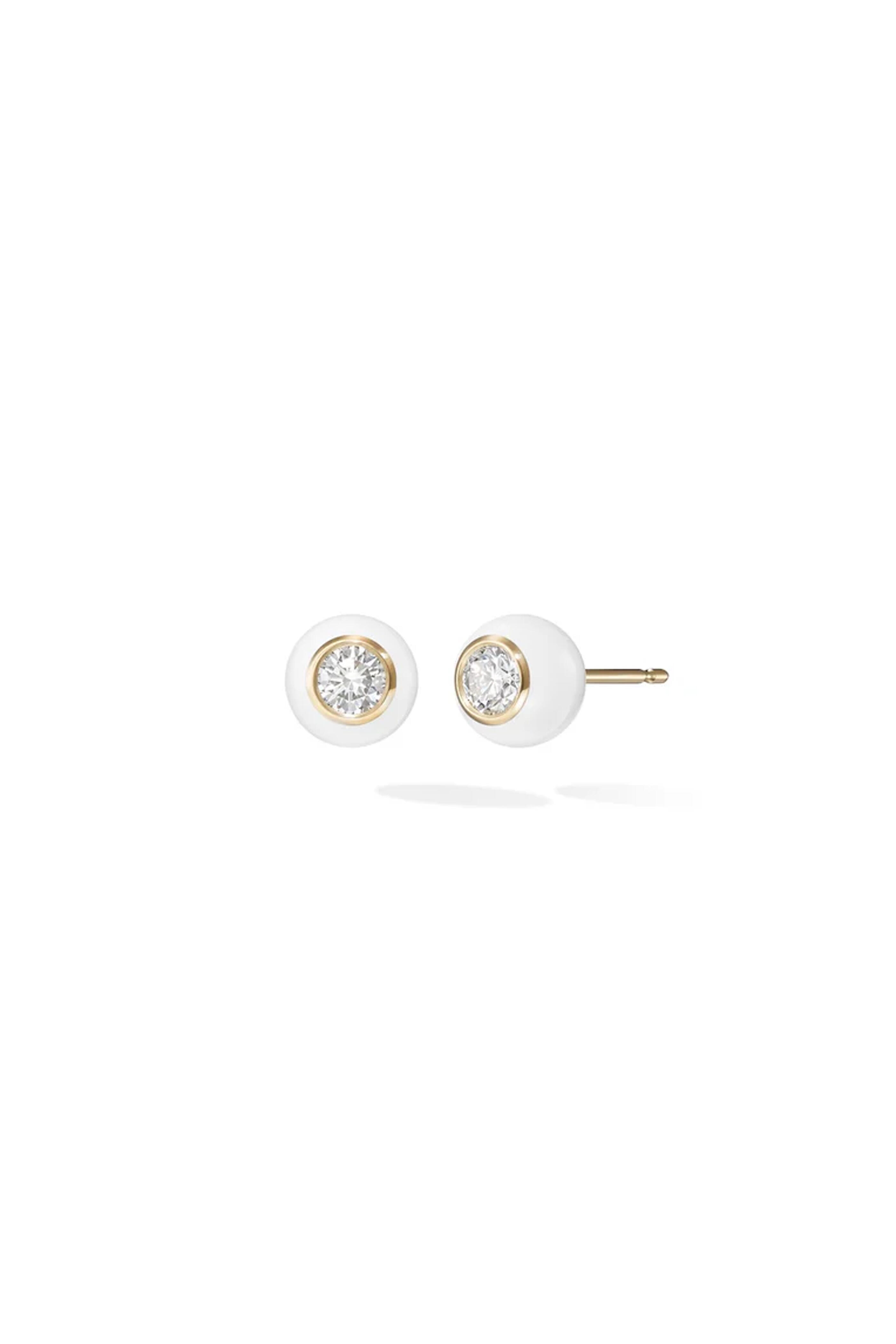 Melissa Kaye - Medium White Enamel Audrey Stud Earrings