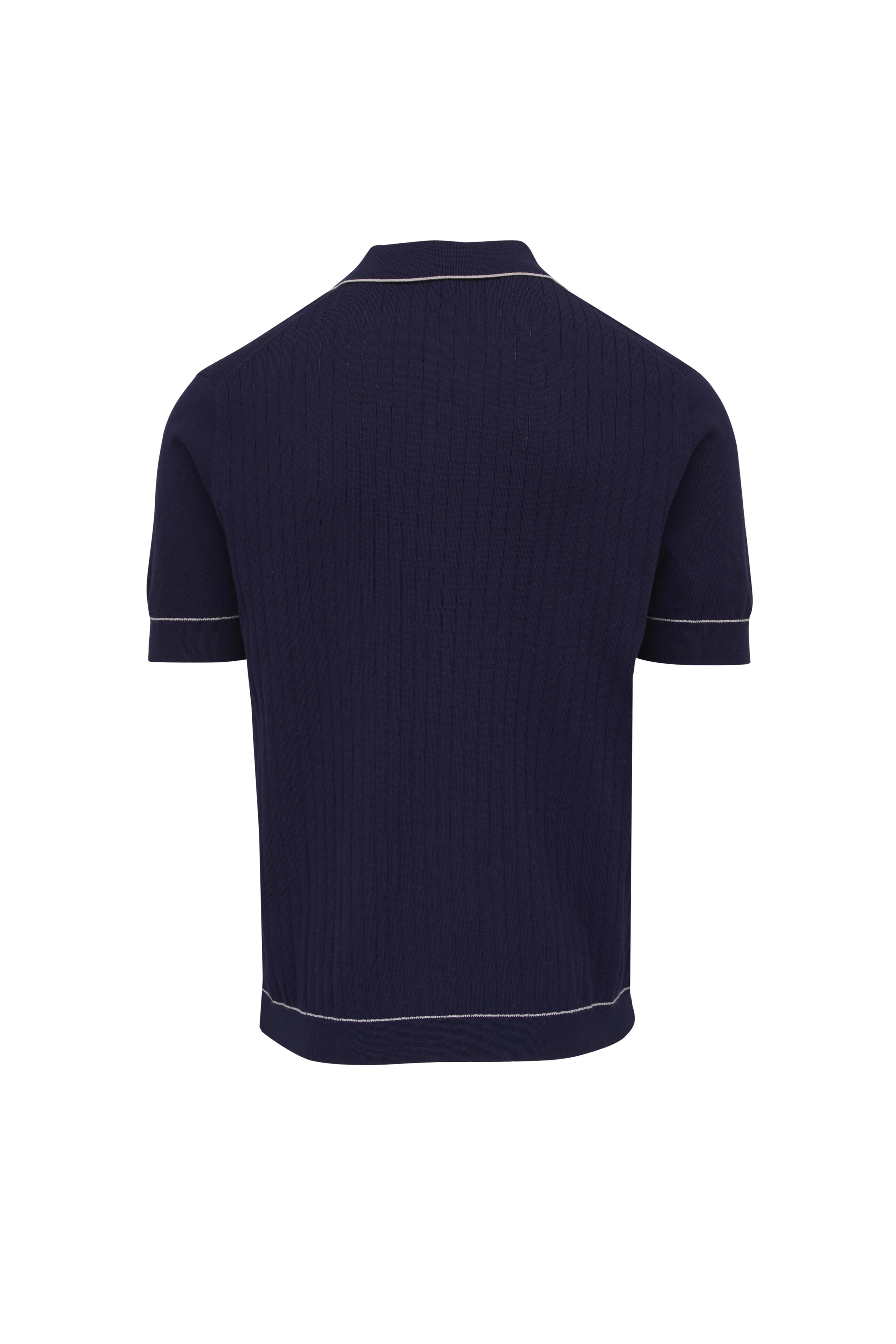 Patrick Assaraf - Midnight Drop Needle Tipped Ribbed Knit Shirt
