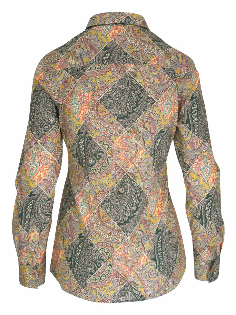 Etro - Multicolor Stretch Cotton Collared Blouse