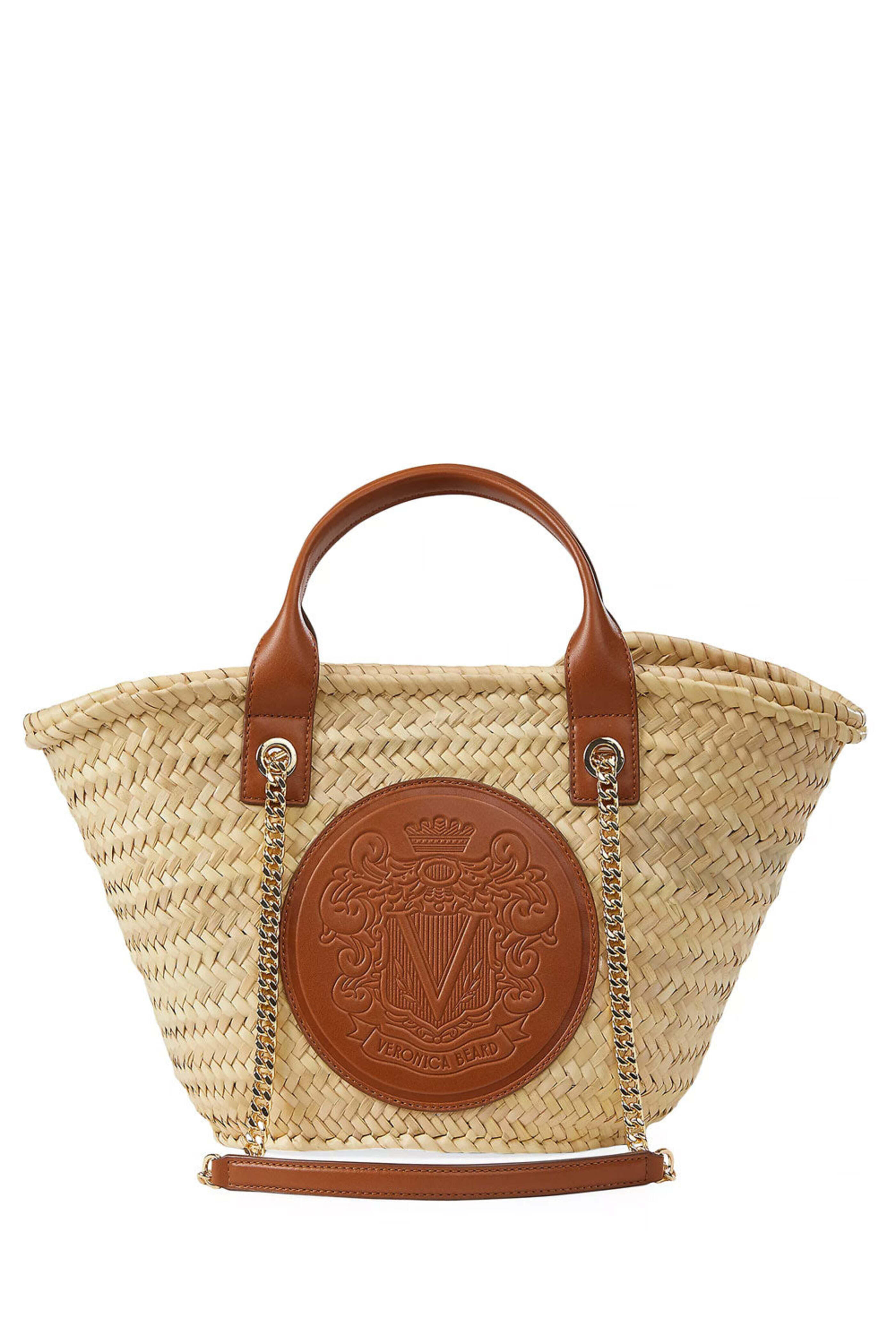 Veronica Beard - Straw Crest Patch Tote in Hazelwood