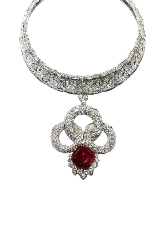 Alexander Laut 18k White Gold Diamond & Ruby Detachable Necklace