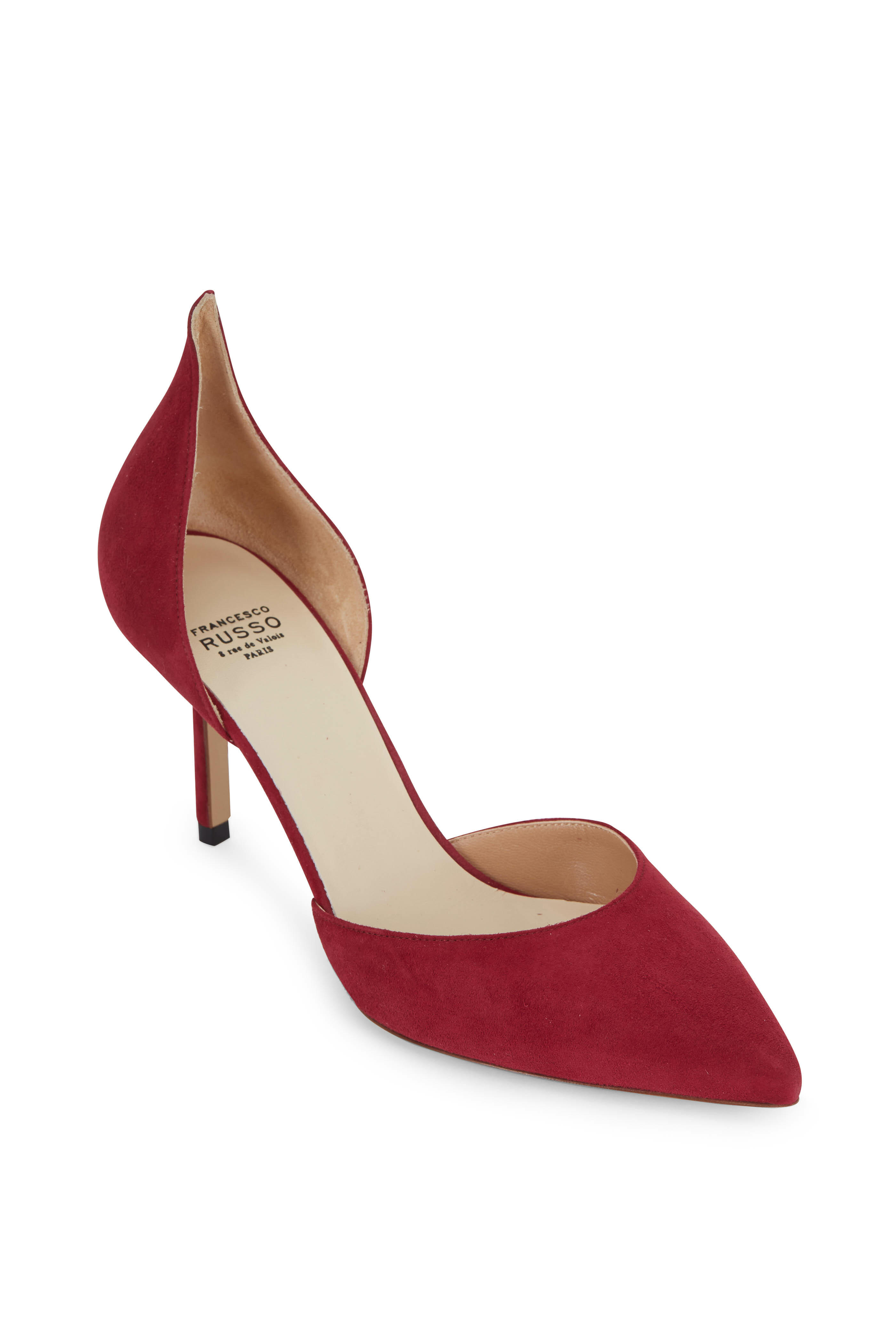 Francesco Russo - Pomegranate Suede D'Orsay Pump, 75mm