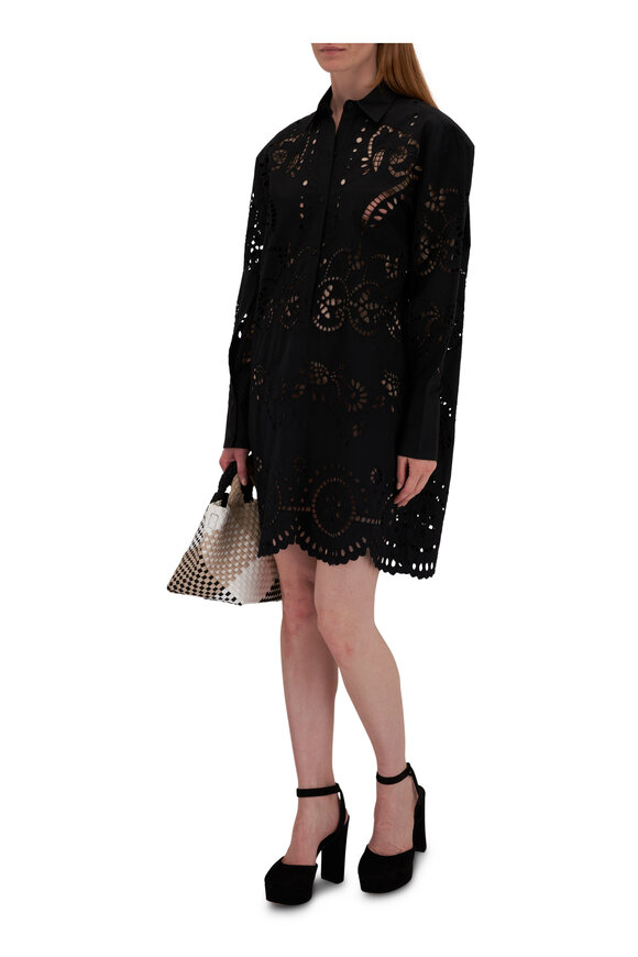 Nili Lotan - Mathilde Black Embroidered Poplin Dress