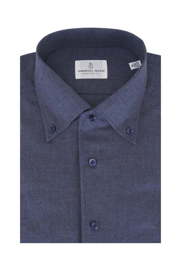 ※toshi　未使用　ALESSANDRO GHERARDI シャツ2点 Alessandro Gherardi - Navy Blue Washed Cotton Stretch Sport