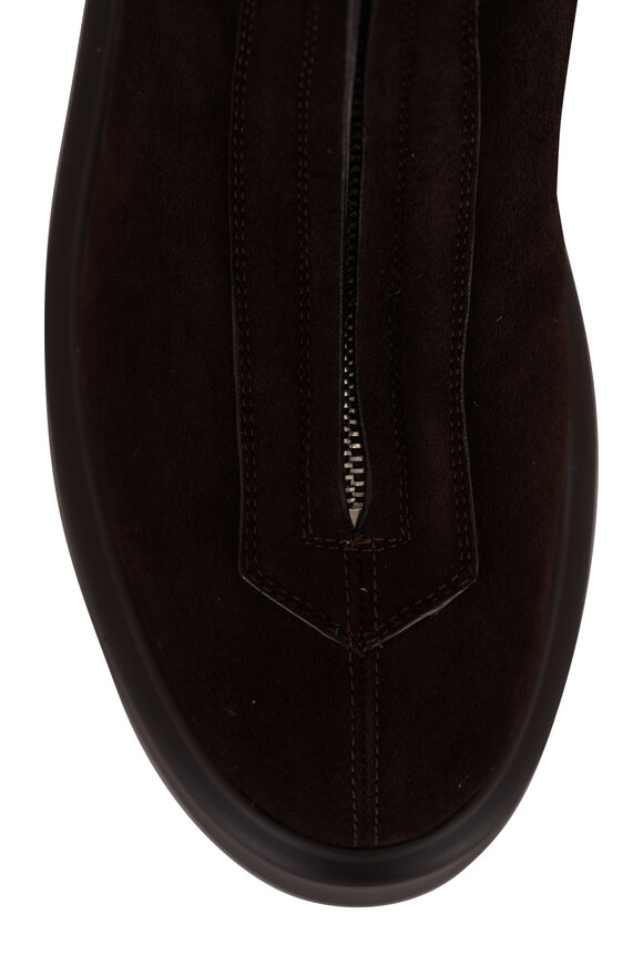 The Row - Dark Brown Suede Zipped Flatform Boot, 15mm 