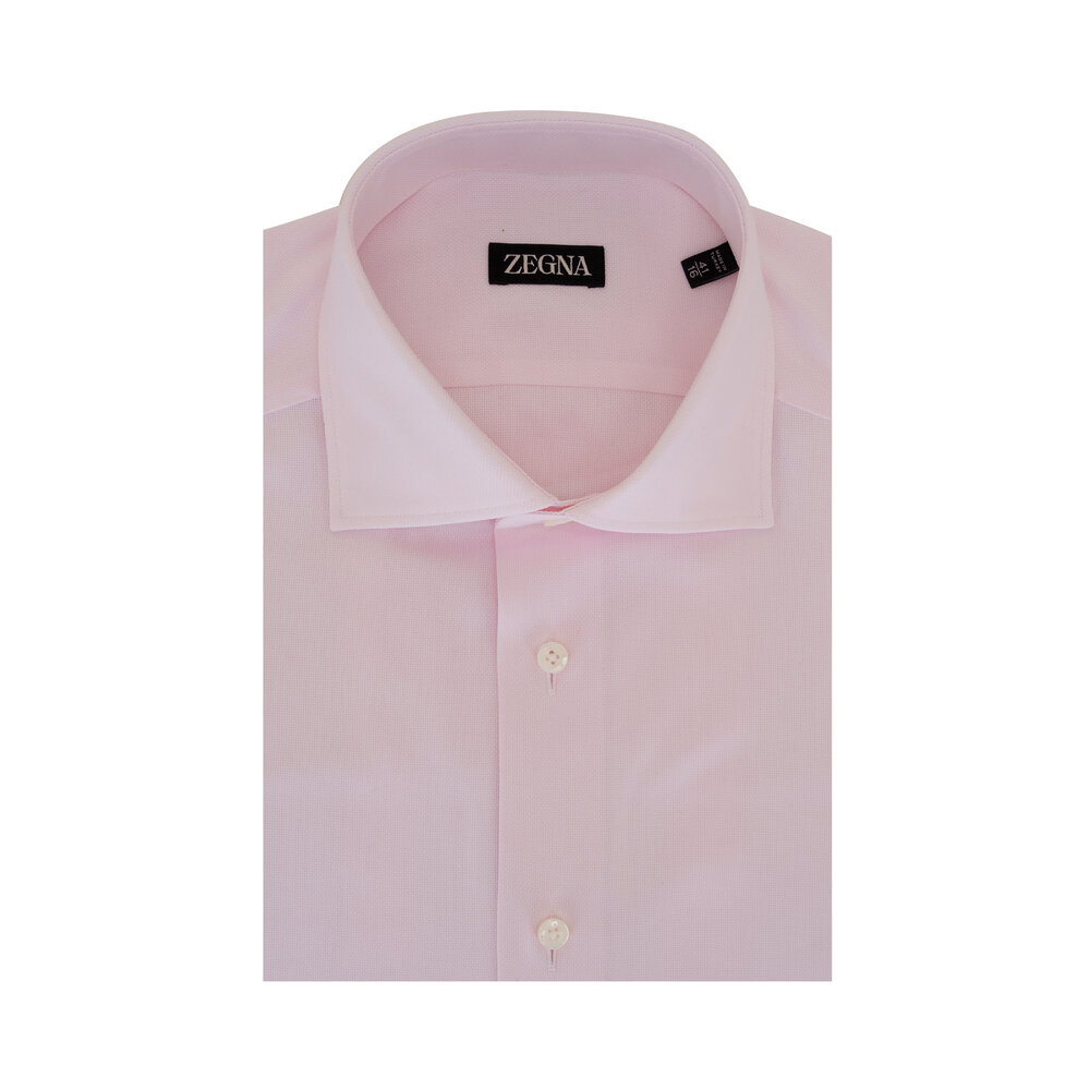 【新品/未使用】Ermenegildo Zegna ピンク Zegna - Pink Textured Cotton Dress Shirt | Mitchell Stores