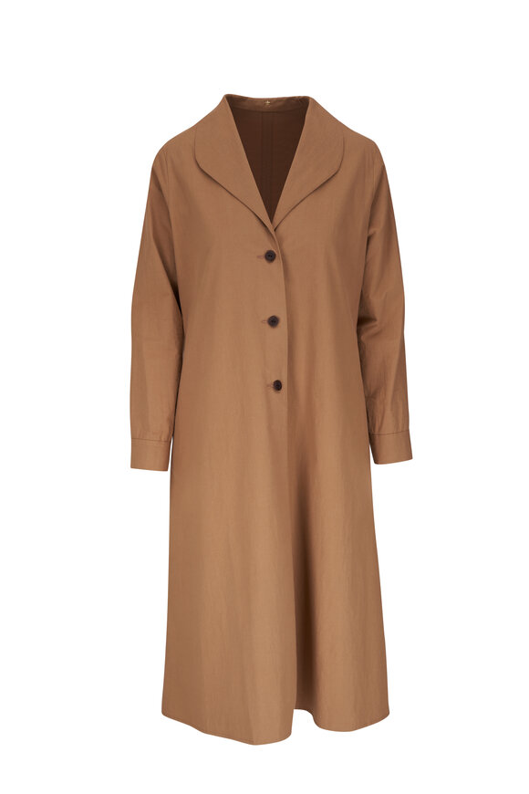 Peter Cohen Trudy Tan Cotton Broadcloth Trench Coat 