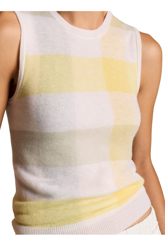 Vince Dandelion Plaid Crewneck Sweater Tank - view 3