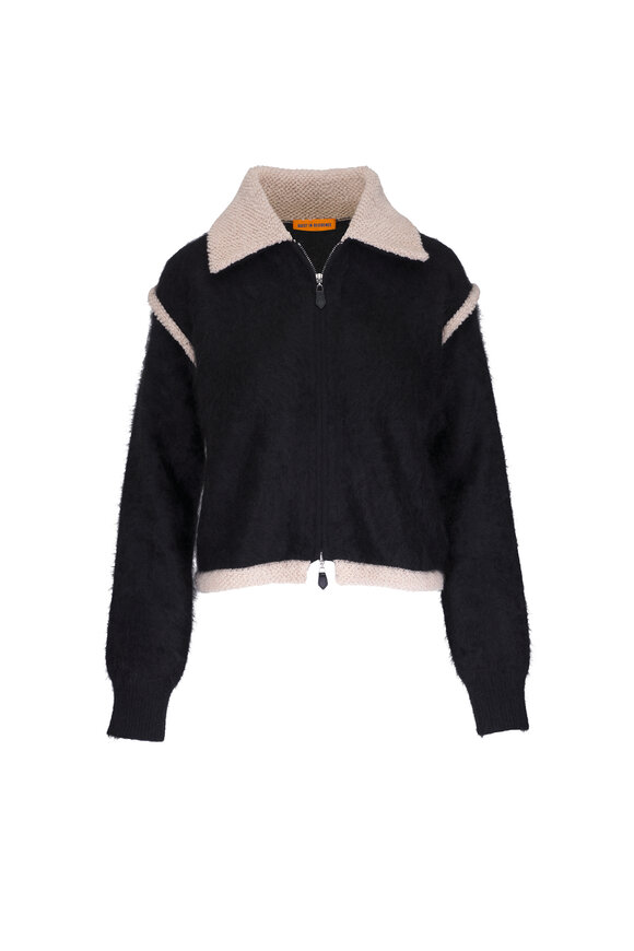 Guest in Residence Grizzly Black Cashmere Bomber Zip Cardigan