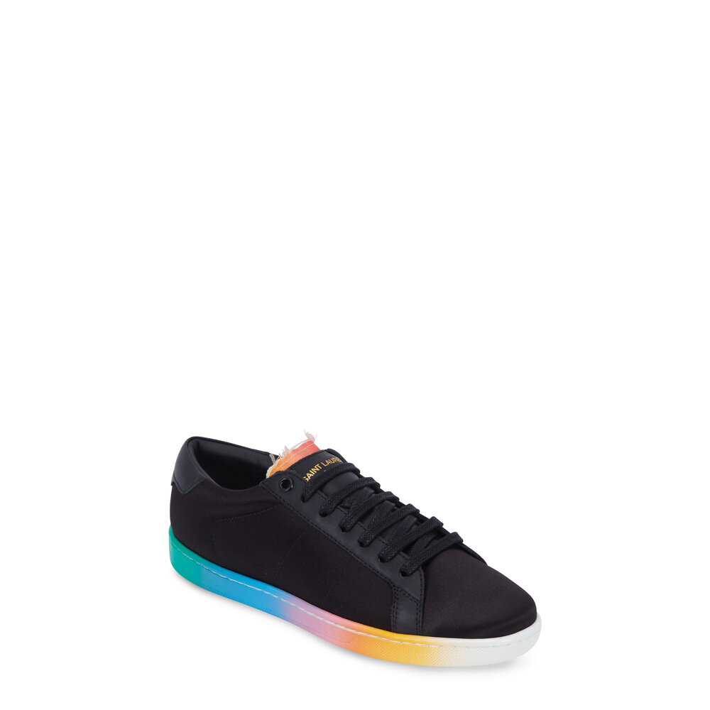 Saint Laurent Rainbow Black Satin Degrade Sole Sneaker