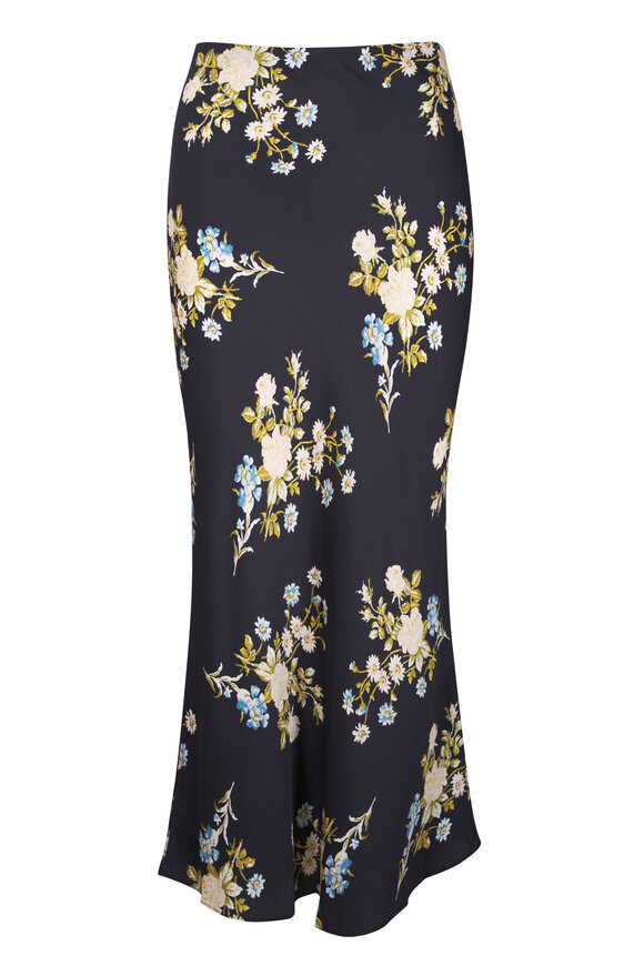 Veronica Beard Clover Black Floral Slip Skirt - view 1