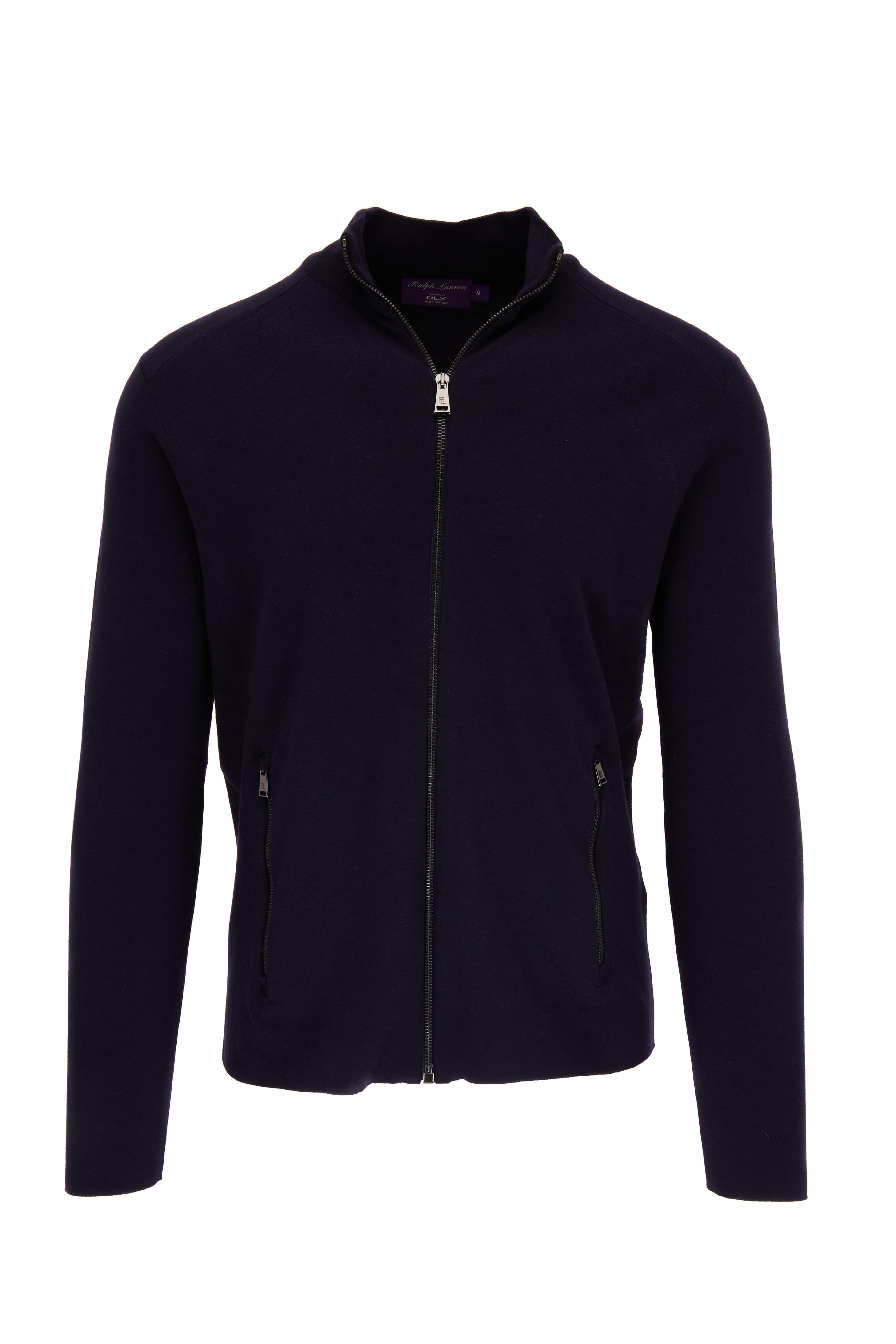 Ralph Lauren Purple Label - Navy Wool Front Zip Sweater