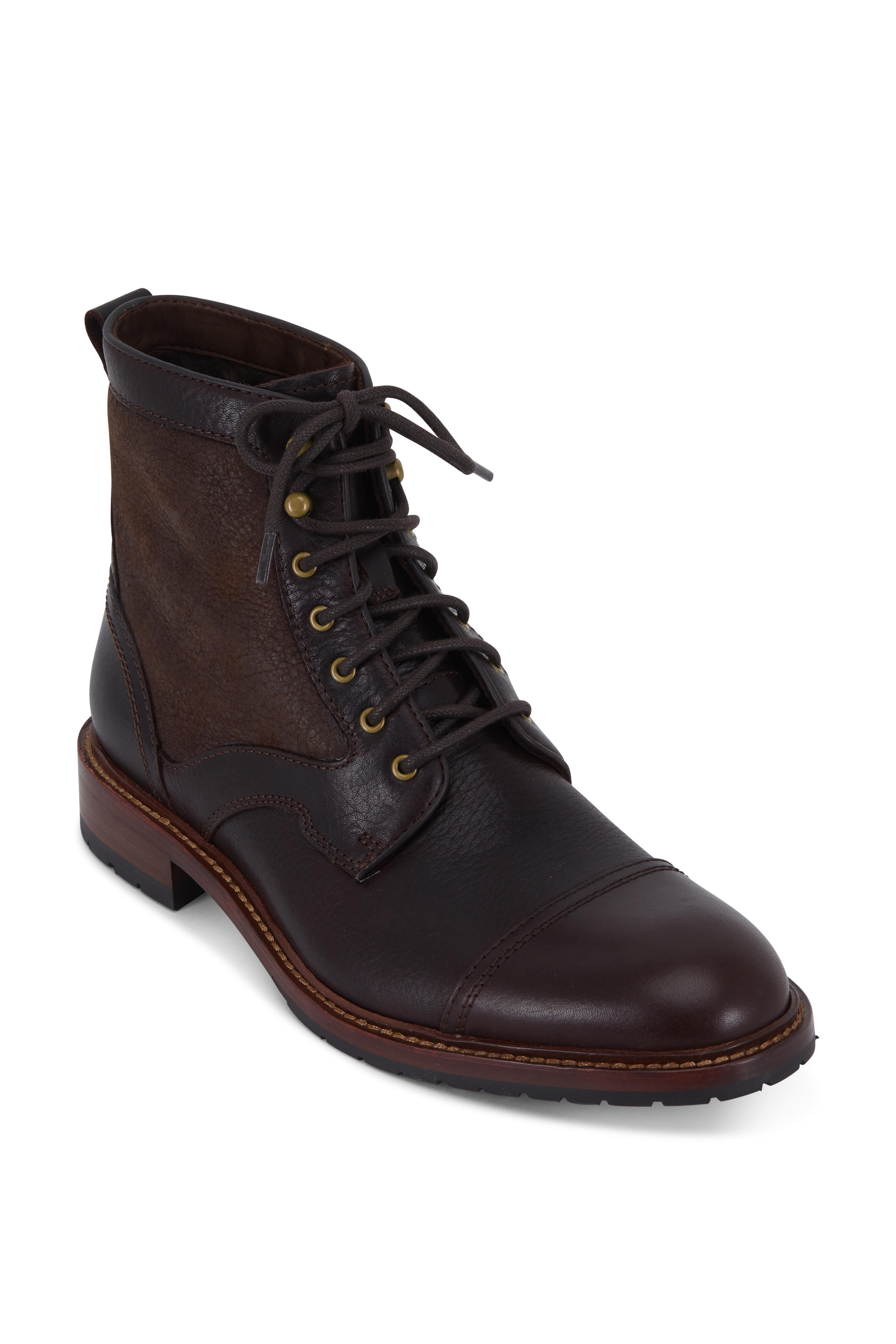 Trask Lawrence Espresso Steer Leather Shearling Boot