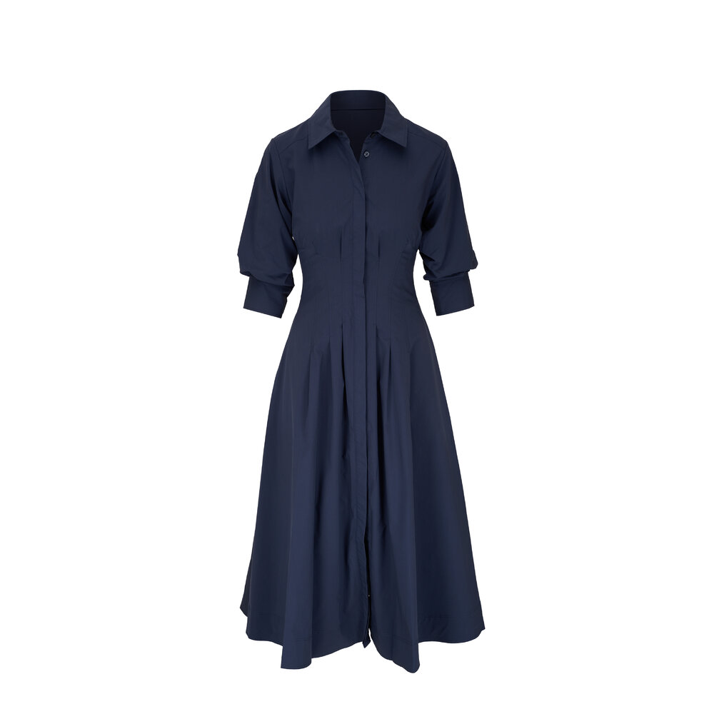 Jonathan Simkhai - Jazz Midnight Pintuck Cotton Midi Shirtdress