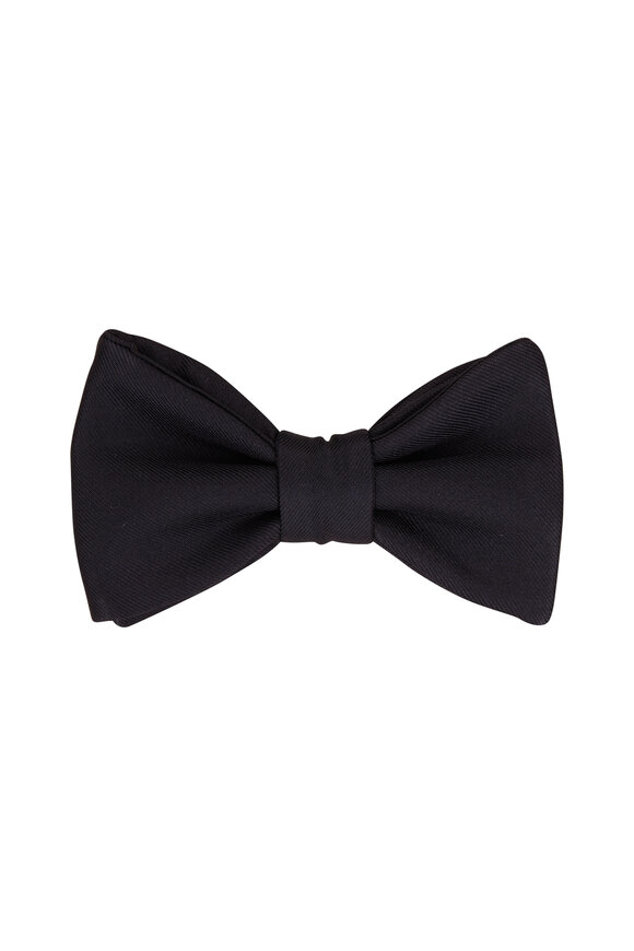 Dolce Punta Black Silk Grosgrain Bow Tie