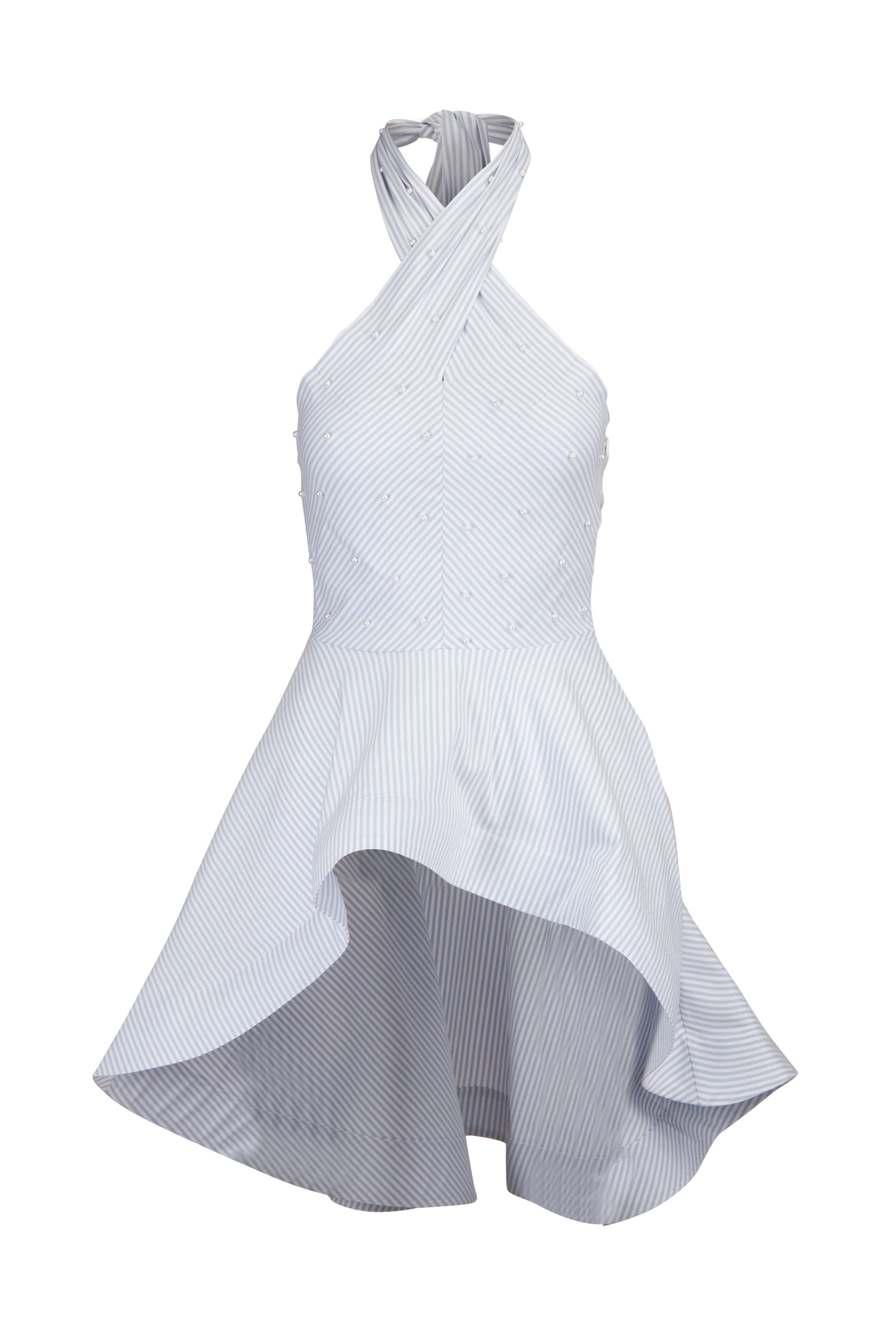 Theo The Label - Echo Striped Pearl Halter Top - view 1